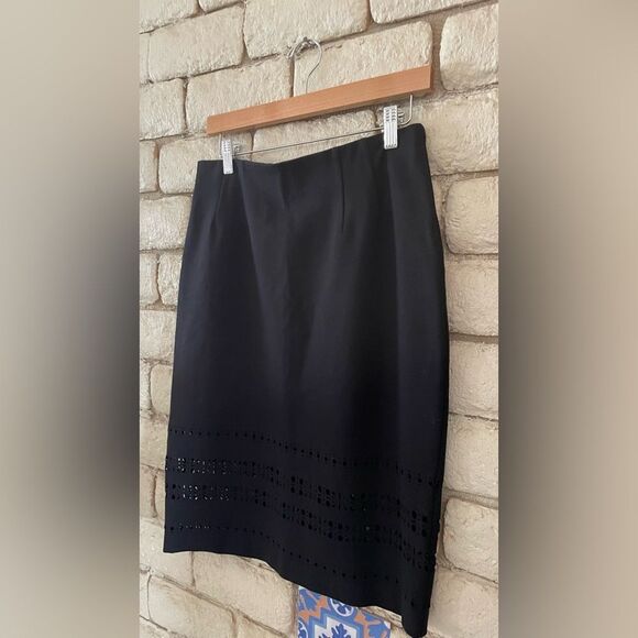 Amanda & Chelsea Black Midi Pencil Skirt Size 10 - Picture 4 of 7